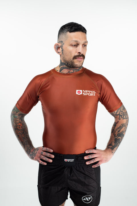 Rash Guard - Nippon Sport - 'Short sleeves' - Brun