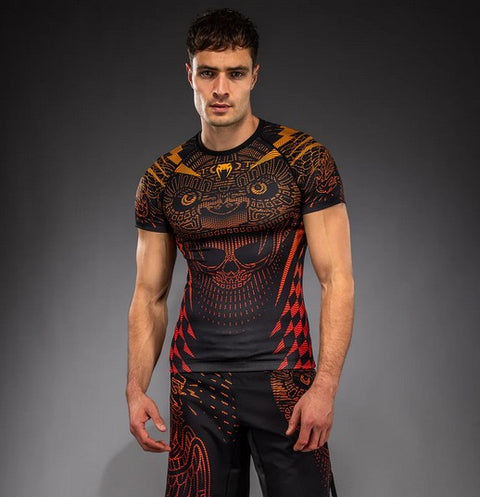 Rashguard - Venum - 'Quetzal Fury' - korte ærmer - sort/rød/orange