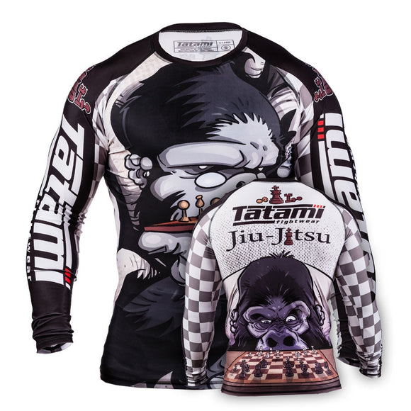 Rashguard - Tatami - 'Chess Gorilla' - Hvid-Sort