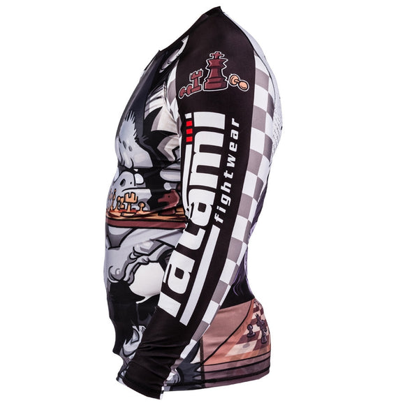 Rashguard - Tatami - 'Chess Gorilla' - Hvid-Sort