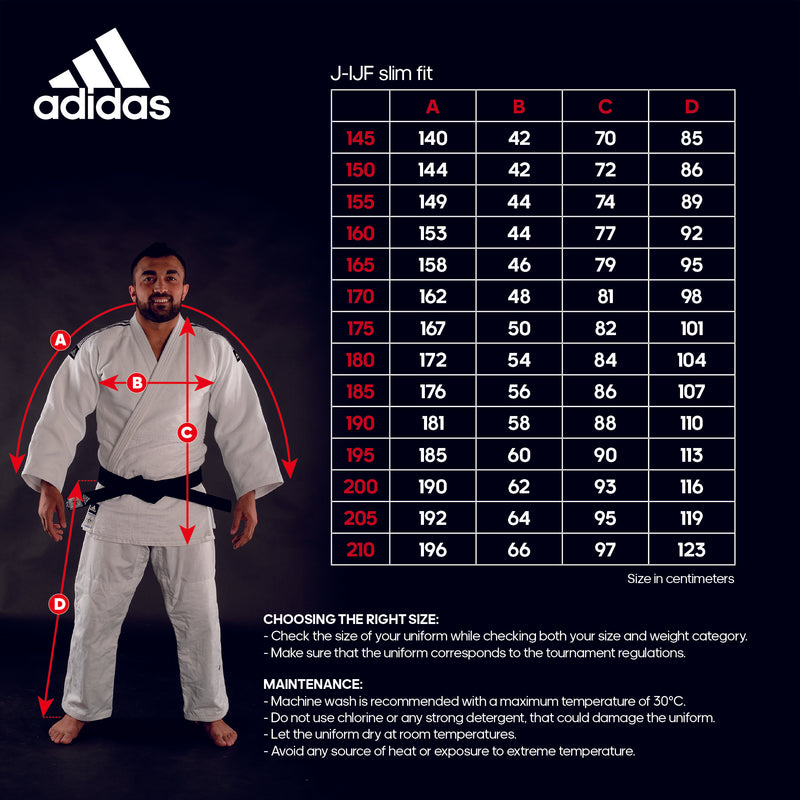 Judo Uniform  - Adidas Judo - 'Champion 2.0' - Slim Fit - Hvid-Rød