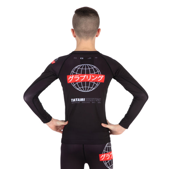 Rash Guard - Kids - Tatami Fightwear - Global Long Sleeve - Black