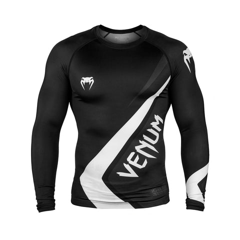 Rash Guard - Venum - 'Contender 4.0' - lange ærmer - Sort-Grå-Hvid