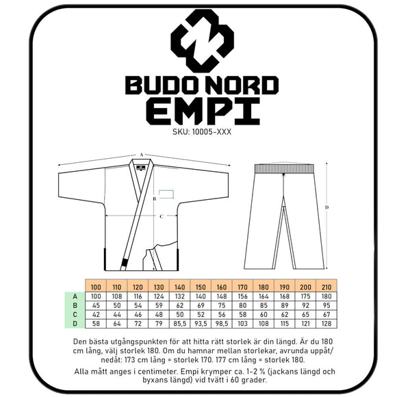 Karatedragt - Budo Nord - Empi - sort