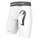 Kompressionsshorts med Skridtbeskytter - Shock Doctor Compression Shorts med Cup - Hvid