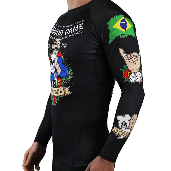 Rash Guard - Ground Game 'Oldschool' - langærmet - sort