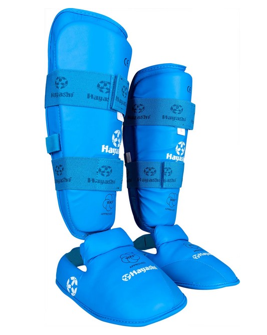 Karate skinnebens- og fodbeskytter - Hayashi WKF - Blå