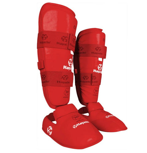 Karate skinnebens- og fodbeskytter - Hayashi WKF - Rød