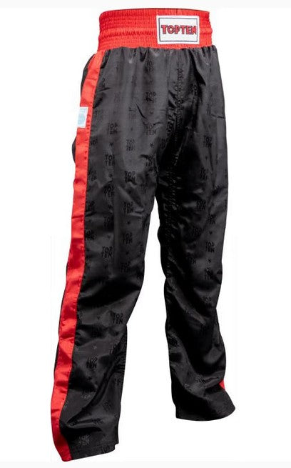 Kickboxing bukser - TOP TEN 'Classic' - WAKO godkendt - sort/rød