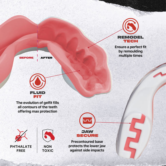 Tandbeskytter - Safejawz 'Extro Pink Fangz' - hvid/pink