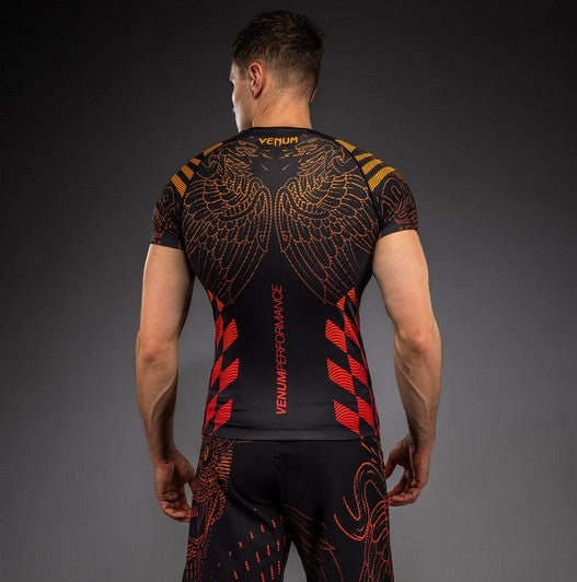 Rashguard - Venum - 'Quetzal Fury' - korte ærmer - sort/rød/orange