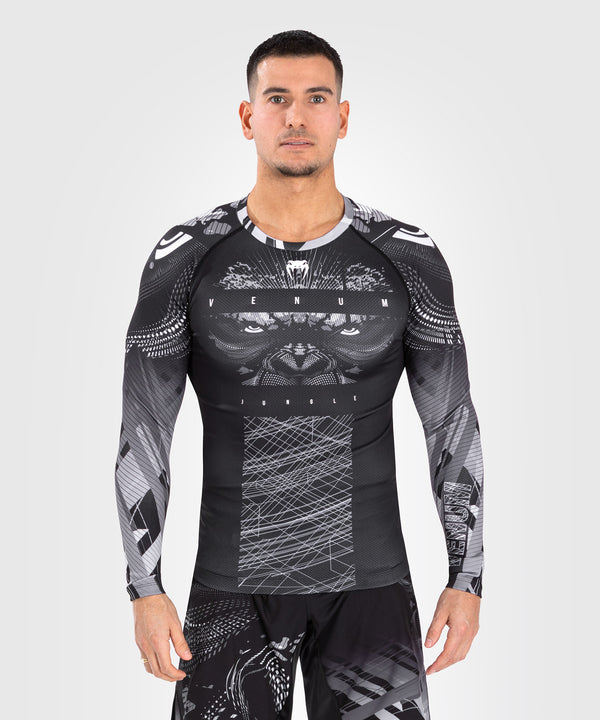 Rash Guard - Venum - 'Gorilla Jungle' - Lange ærmer - Sort/hvid