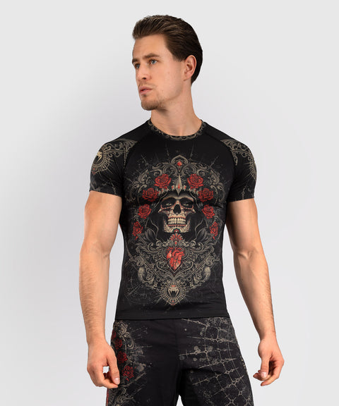 Rashguard - Venum - Santa Muerte 5.0 - korte ærmer - sort/guld