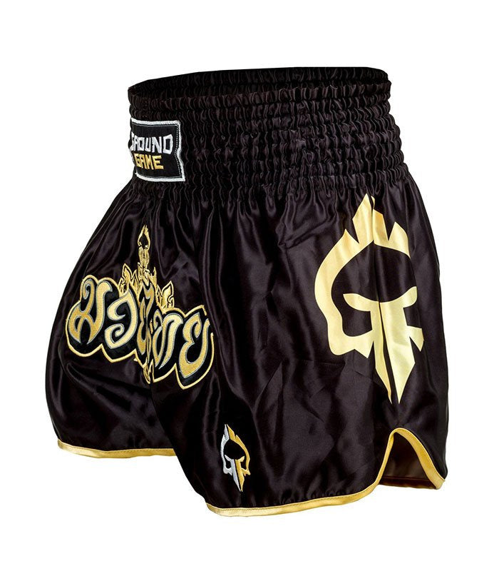 Muay Thai Shorts - Ground Game - sort/guld