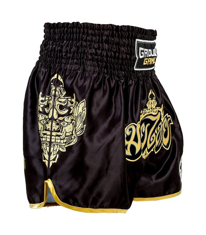 Muay Thai Shorts - Ground Game - sort/guld