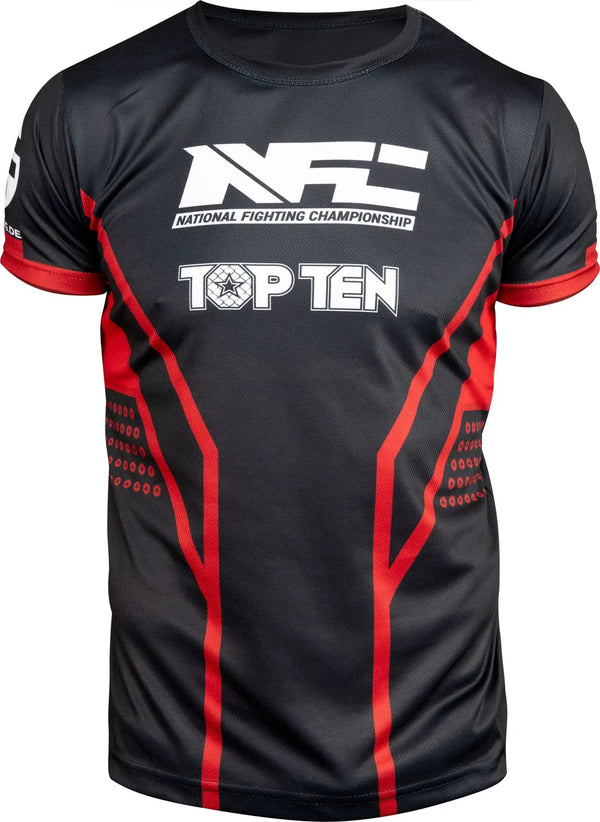 T-Shirt - TOP TEN - 'NFC' - Sort-Rød