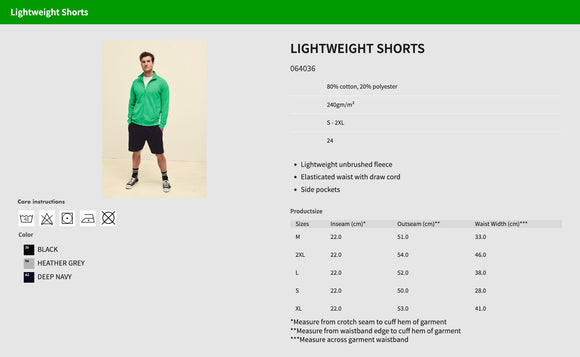 Shorts - Fruit of the Loom - Lightweight Shorts - Navy