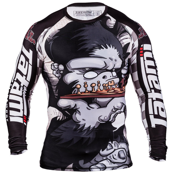 Rashguard - Tatami - 'Chess Gorilla' - Hvid-Sort