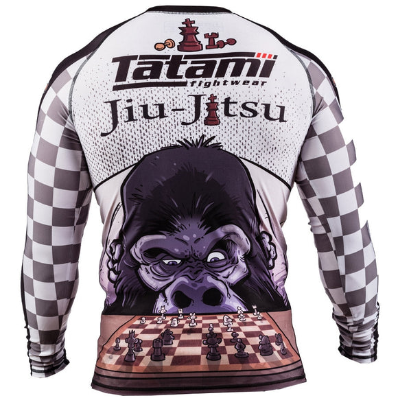 Rashguard - Tatami - 'Chess Gorilla' - Hvid-Sort