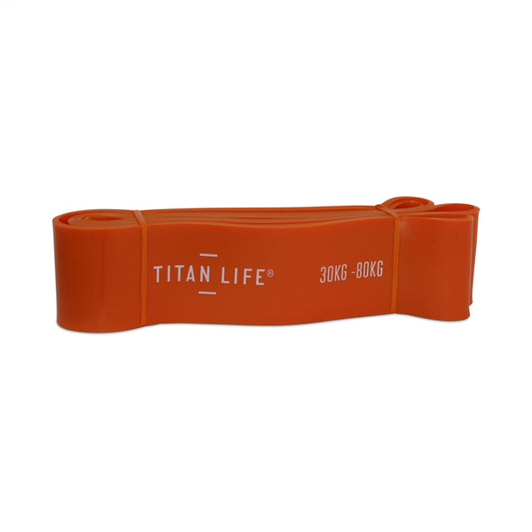 Træningselastik - Titan Life Pro - Power Band 30-80 kg - Rød