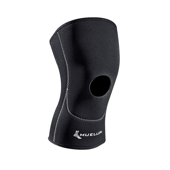 Knæskalsbind - Mueller - Neopren med hul - Sort
