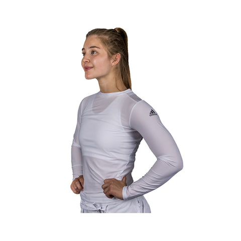 Adidas Rashguard - Lange Ærmer - Hvid