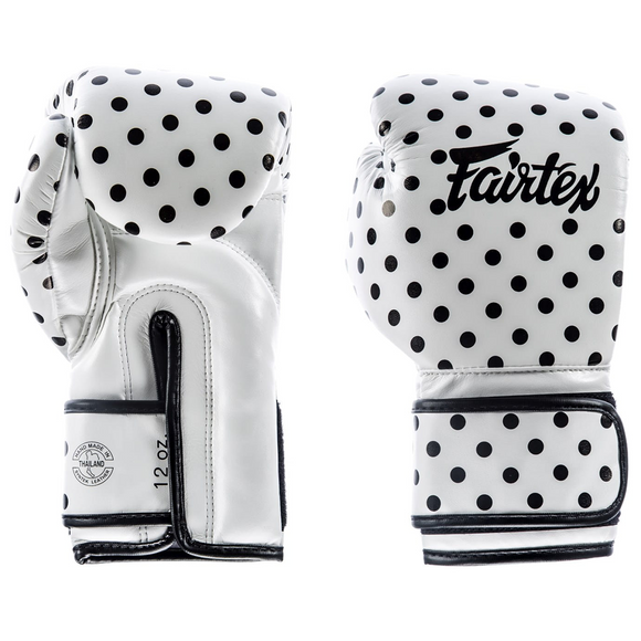 Boksehandsker - Fairtex - 'BGV14WP' - Hvid med Polkadots