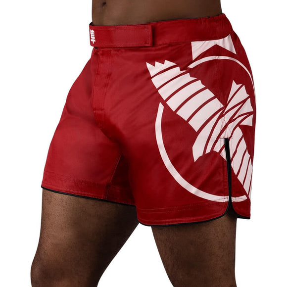 Fightshorts - Hayabusa - 'Icon Mid-Length' - Rød/Hvid