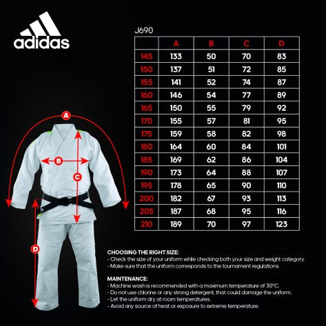 Judo Uniform  - Adidas Judo - 'Quest J690' - Hvid-Sort