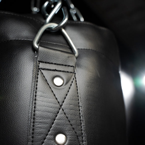 Sandsæk med fyld - Nippon Sport - 'læder' - 100cm - med fyld - Sort