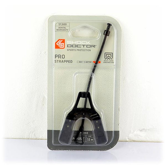 Tandbeskytter med strop - Shock Doctor - PRO Strapped - Senior - Sort