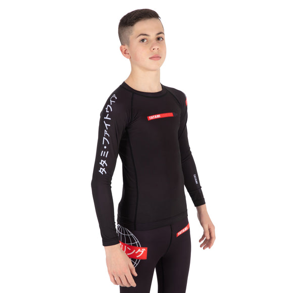 Rash Guard - Kids - Tatami Fightwear - Global Long Sleeve - Black